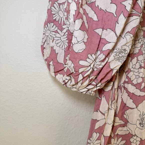 By Together Vintage Look Romantic Floral Puff Sleeve Soft Pink Dress Size M - Picture 5 of 11
